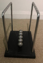 Toy Newton’s Cradle 1980s with original box. Great condition!