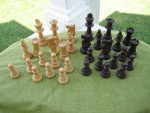 Vintage Lardy tournament chess set, solid wood, natural finish