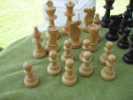 Vintage Lardy tournament chess set, solid wood, natural finish