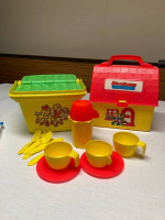 Plastic Picnic Basket, School Lunchbox and accessories