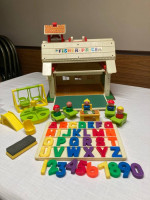 1971 Fisher Price Play Family School with accessories