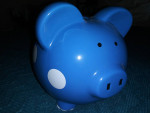 Blue polka dot piggy bank - NEW