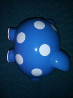 Blue polka dot piggy bank - NEW