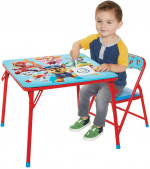 Paw Patrol Kids Erasable Activity Table W /Padded 2 Red/Blue Chairs