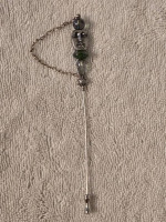 Vintage Silver-Tone Stick Pin w Two Sided Face and Glass Beads OBO