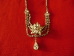 VINTAGE SILVER TONE  RHINESTONE COLLAR NECKLACE