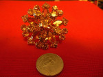 VINTAGE AMBER RHINESTONE BROOCH