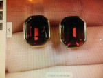SWAROVSKI  S.A.L [signed] CRYSTAL RED PIERCED EAR RINGS
