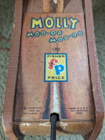 Vintage Fisher Price Molly Moo-oo Moo-oo Wooden Pull Toy
