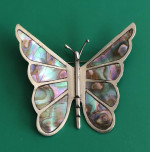 Beautiful Abalone & Sterling Butterfly Pin / Broach