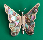 Beautiful Abalone & Sterling Butterfly Pin / Broach