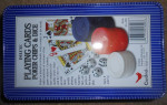 NEW Tin Set of Playing Cards, Poker Chips & Dice