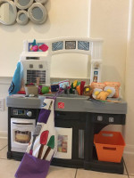 Step 2 play kitchen with SOUND with felt play food and apron