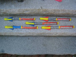 Set of 5 Air Pump Small Toy Foam Rockets w Launchers / Mini Crossbow!!