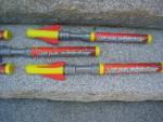 Set of 5 Air Pump Small Toy Foam Rockets w Launchers / Mini Crossbow!!
