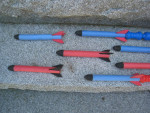 Set of 7 Toy Foam Rockets with 4 Launchers, Medium/Large Size!!!