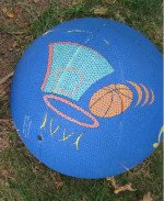 Colorful Blue Basketball with Artistic Designs and Basketball Player!