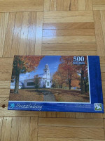 Lot of 1000pc Jigsaw Puzzle Dogs Vintage Skaters Autumn in Vermont