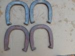 Vintage Set of  Drop Forged Horsehoes W/Two Stakes