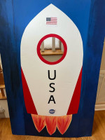 Hand painted rocket on foam board