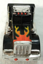 Tyco US 1 Truck. Peterbilt, Lighted Slot Car Black W/Flames