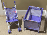 Doll Stroller and Doll Bed Set