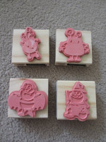 Lot 4 Halloween wood stamps, never used