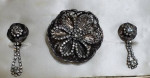 Vintage Rhinestone Costume Jewelry Set Pendant, Brooch Earrings