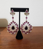 Vintage Rhinestone Costume Jewelry Set Pendant, Brooch Earrings