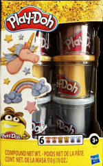 PLAY DOH METALLICS 6 PACK OF 3 PRECIOUS  METAL COLORS-INCLUDES ROLLER
