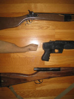 Lot of 3 Toy Wood and Metal Guns / Rifles for Play