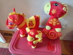Excellent condition, large/small 3pc Chinese puff toys (one is new)