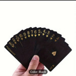 NEW-IN-BOX - 2) Decks of Black, Gold & Silver Plastic Playing Cards