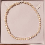 Freshwater Circle Ringed Baroque White Pearl Necklace Strand
