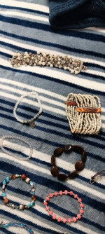 Crystal, beaded and pearl bracelets
