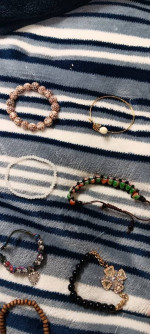 Crystal, beaded and pearl bracelets