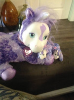 Unicorn surprise purple Starburst mom plush pony and three babies stuf