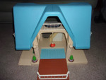 Vintage Little Tykes Blue Roof Doll House with People and Furniture