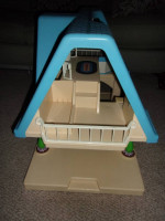 Vintage Little Tykes Blue Roof Doll House with People and Furniture