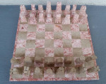 ALL Marble Chess Set Hand-Cut Pieces 14" x 14"