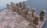 ALL Marble Chess Set Hand-Cut Pieces 14" x 14"