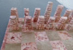 ALL Marble Chess Set Hand-Cut Pieces 14" x 14"