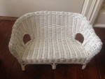 White Wicker Doll Seat for Two, Fits American Girl Dolls, GREAT COND.
