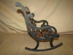 American Girl style Wooden Cast Iron Doll Rocking Chair 9" tall