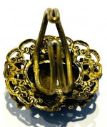Turn of Century Vintage Topaz / Brown Crystal Ornate Brass Ring Adjust