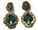 Vintage Sterling Gemstone Native American Earrings