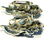 Vintage Aurora Borealis Pink Crystal Clip Earrings 1960's Silver Tone