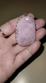 Large Rose Quarts Necklace Pendant