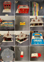 HO TYCO LOT. Toy train set incl. buildings, locomotive, cars 638 706 7