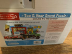 ♥ ♥ ♥ MELISSA & DOUG AROUND THE FIRE STATION WOODEN PUZZLE with SOUND